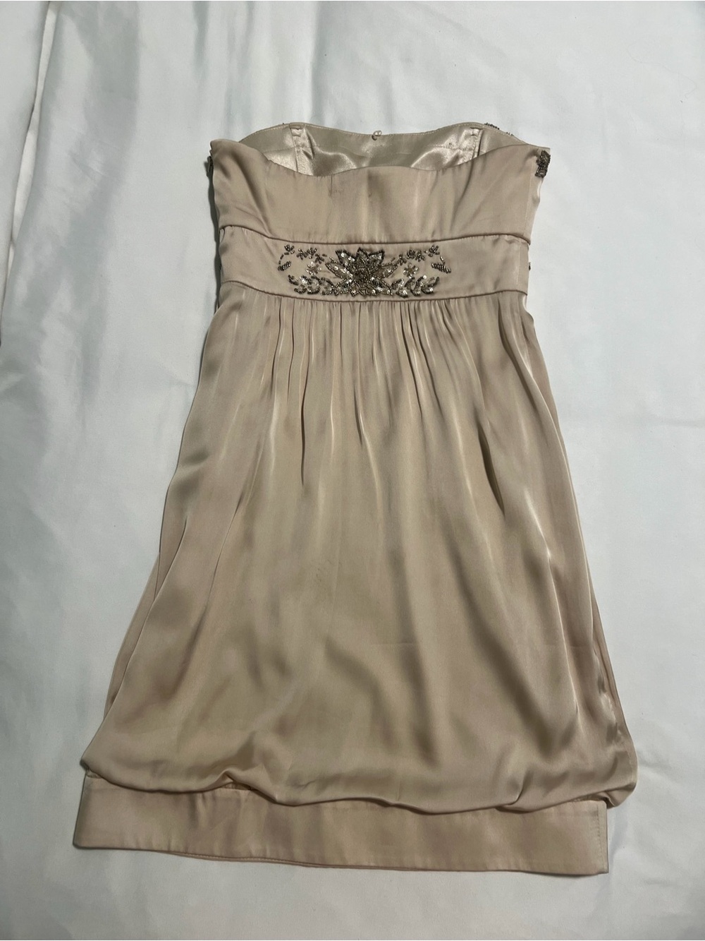 Sue Wong Strapless Beaded Bubble Cocktail Dress - Champagne - Picture 3 of 5